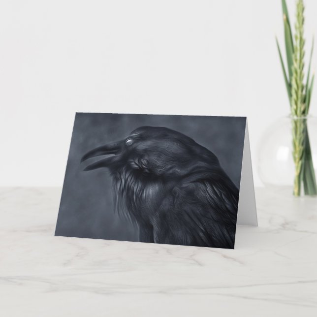 Carte Blue Raven Greeting Card (Devant)