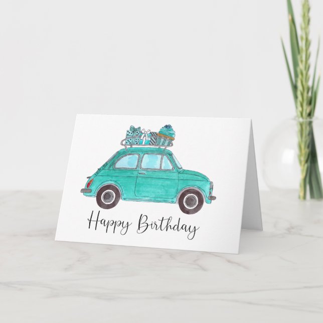 Carte Blue Retro Fiat 500 anniversaire (Devant)