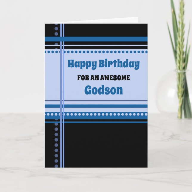 Carte Blue Retro Godson Anniversaire (Devant)