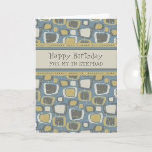 Carte Blue Retro Stepdad Anniversaire