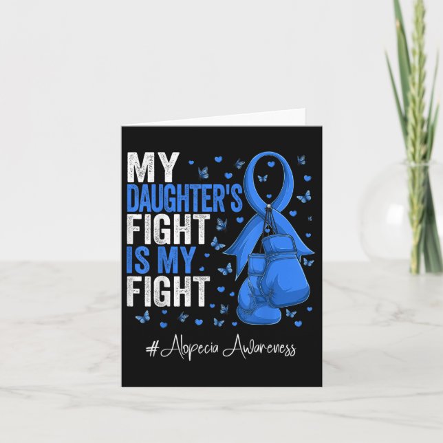 Carte Blue Ribbon fille Alopecia sensibilisation (Devant)