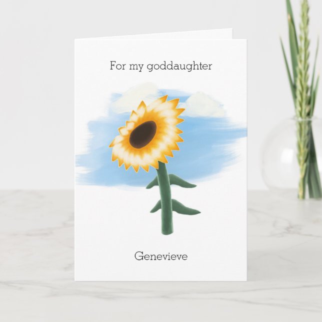 Carte Blue Sky Yellow Sunflower Godgirl Anniversaire (Devant)