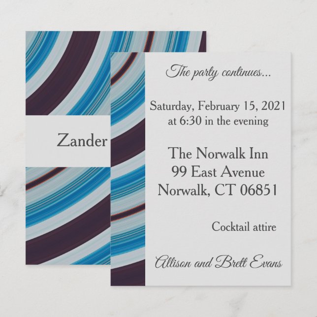 Carte Blue Star Swirl Party (Devant / Derrière)