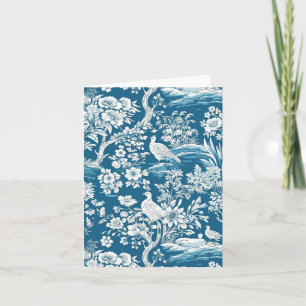 Carte Blue Toile de Jouy en papier floral Salutation