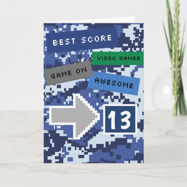 Carte Blue Video Gamer 13e anniversaire (Devant)