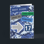 Carte Blue Video Gamer 17e anniversaire<br><div class="desc">Une carte de 17ème anniversaire de joueur bleu cool. Il dispose d'un pixel jeu vidéo design bleu sur l'avant et l'arrière de la carte. L'intérieur lit un message de carte d'anniversaire de niveau supérieur qui peut être facilement personnalisé si voulu. Cette carte de 17ème anniversaire de joueur vidéo ferait grand...</div>