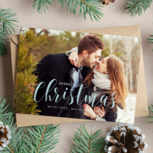 Carte Blue Winter Pines Photo Greeting