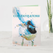 Blue Wren Watercolor Félicitations Aqua
