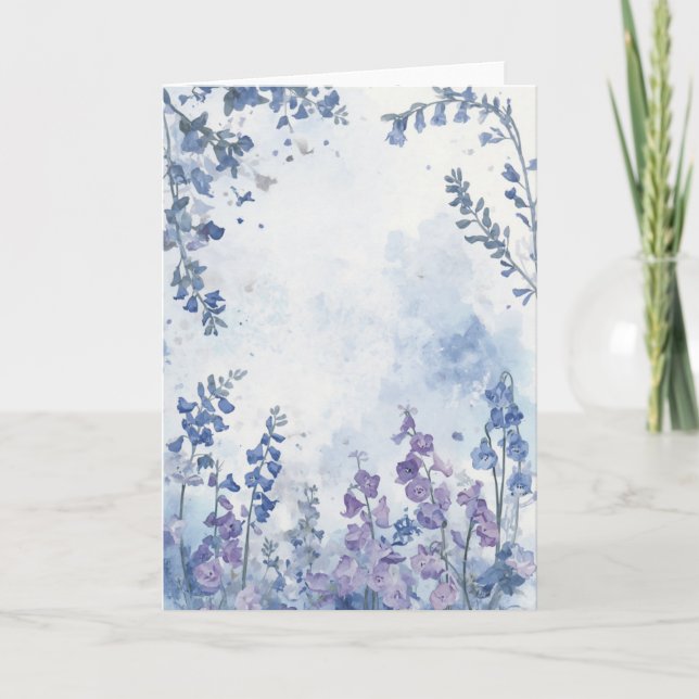 Carte Bluebells and SweetPeas Watercolor Motif BlankCard (Devant)