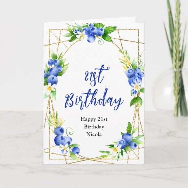 Carte Blueberry Floral Birthday (Devant)