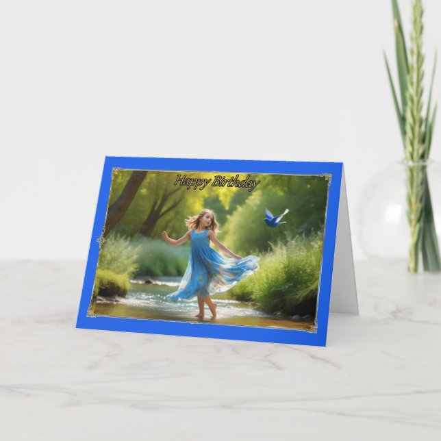 Carte Bluebird Dance Young Girl's Birthday Card (Devant)