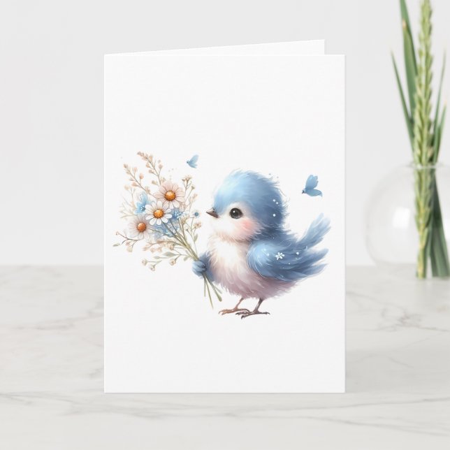 Carte Bluebird doux avec Bouquet de marguerite Toutes le (Devant)