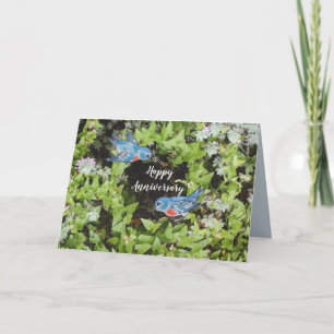 Carte Bluebird Foliage Ivy Floral Anniversaire botanique