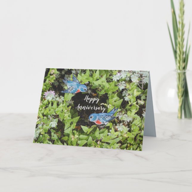 Carte Bluebird Foliage Ivy Floral Anniversaire botanique (Devant)
