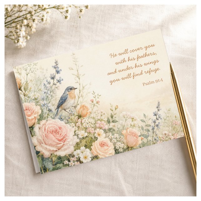 Carte Bluebird & Roses Psaume 91:4 (Créateur téléchargé)