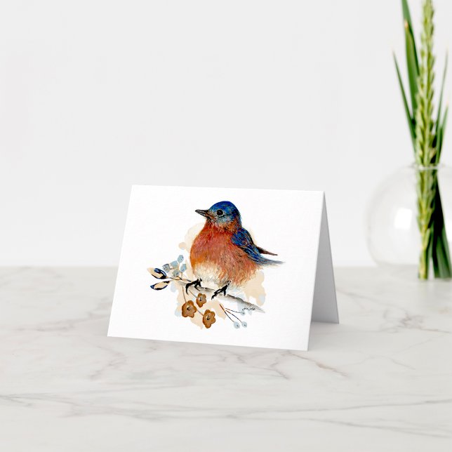 Carte Bluebird Watercolor Bluebird Note (Beautiful Bluebird Watercolor Blank Note Card from Jenn Steffen Art)