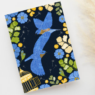 Carte Bluebirds et Blue Primroses Voeux blancs