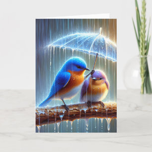 Carte Bluebirds sous un parapluie