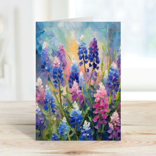 Carte Bluebonnets Art Floral Abstrait