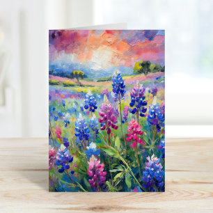 Carte Bluebonnets Art Floral Abstrait