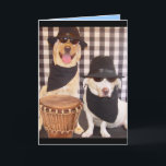 Carte Blues Brothers Labs<br><div class="desc">Cette carte peut être personnalisée pour une carte d'anniversaire amusante ou une autre occasion.  Moses & Myrtie habillés en Blues Brothers. Bandana noir,  chapeau noir et lunettes de soleil noires.</div>