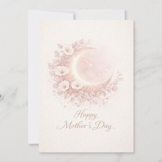 Carte Blush Celestial Moon Floral Mother's Day Card (Devant)
