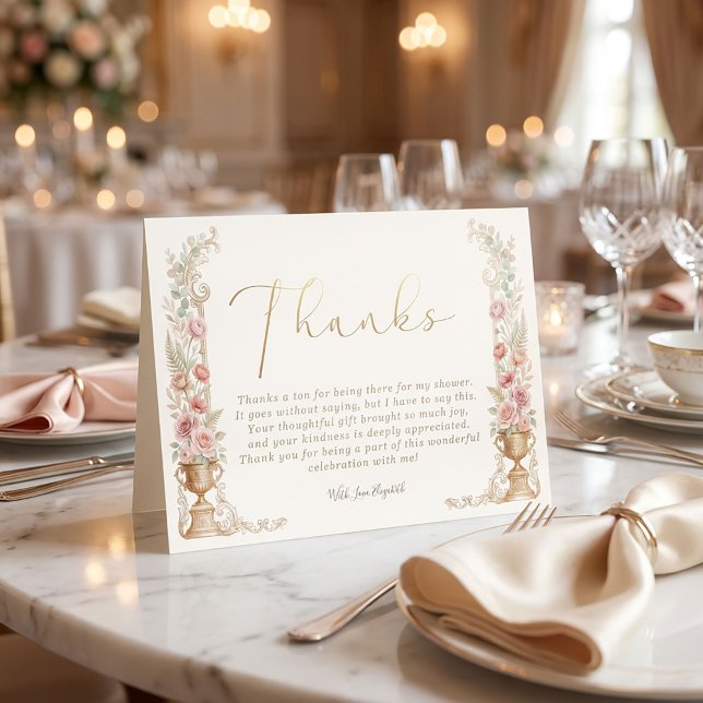Carte Blush Floral Wedding Thank You (Blush Floral Wedding Thank You Card #pinkblush #weddingfloral #springbloom #dreamy #magically #chick)