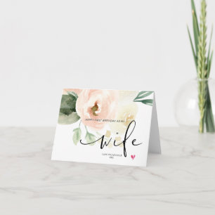 Carte Blush Flowers Happy First Birthday As My Wife Gift
