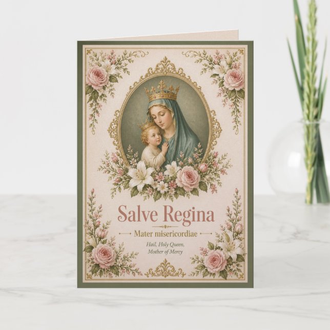 Carte Blush Marian Salve Regina Catholique de dévotion (Devant)