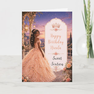 Carte Blush Peach Sweet 16 Princesse Jardin