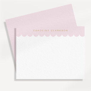 Carte Blush Pink and Gold Scallop Modern Note