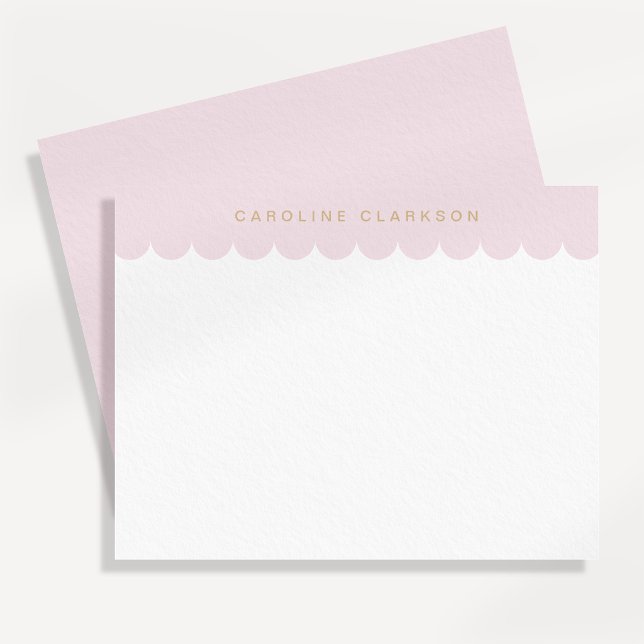 Carte Blush Pink and Gold Scallop Modern Note (Créateur téléchargé)