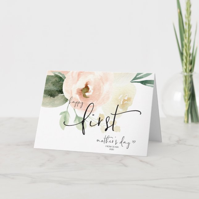 Carte Blush Pink Happy First Mother's Day Cadeau Keepsak (Devant)