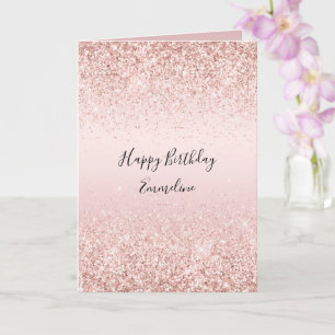 Carte Blush Pink ombre Glitzy Glitter Sparkle
