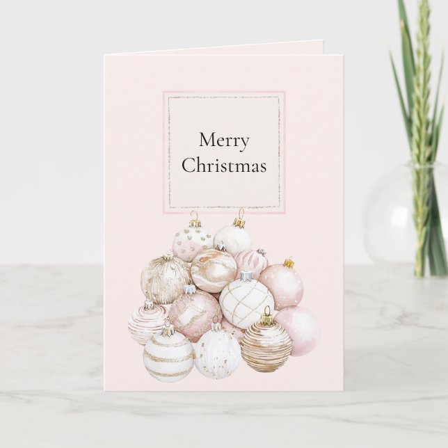 Carte Blush Pink White Champagne Christmas Ornaments (Devant)