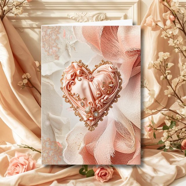 Carte Blush Rococo Heart Lace Elegant Thank You  (Créateur téléchargé)