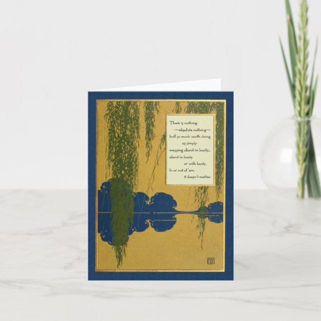 Carte Boating Card with Wind in the Willows Quotation (Devant)