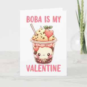 Carte Boba est mon Valentine mignon thé bulle rose