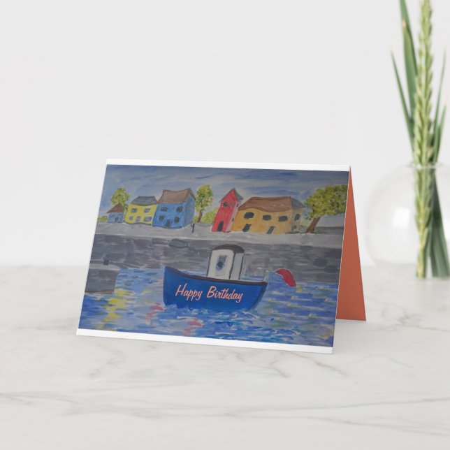 Carte Bobby Boat Birthday Card ajouter texte/nom (Devant)