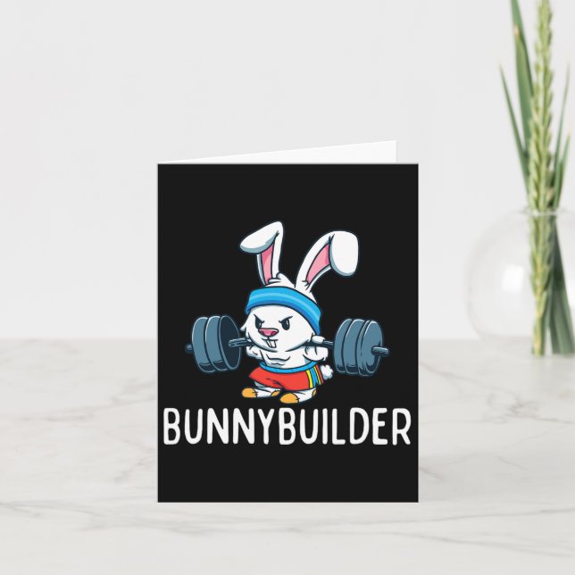 Carte Bodybuilder Bunny Pâques Bunnybuilder Fitness Sall (Devant)