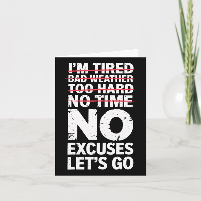 Carte Bodybuilder Funny No Excuses Go Gym Humour Mo (Devant)