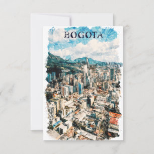 Carte Bogota Colombie City View Aquarelle