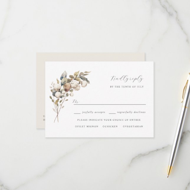 Carte Bohème coton & eucalyptus rsvp (Devant/Arrière en situation)