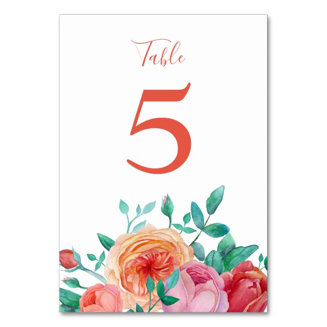 Carte Bohemian Bold Floral Mariage Table Card (Par défaut)