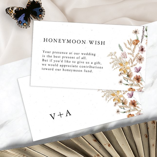 Carte Boho blanc - lunette de rêve (White Boho Honeymoon Wish Enclosure Card Monogrammed by Painted Paperie
)