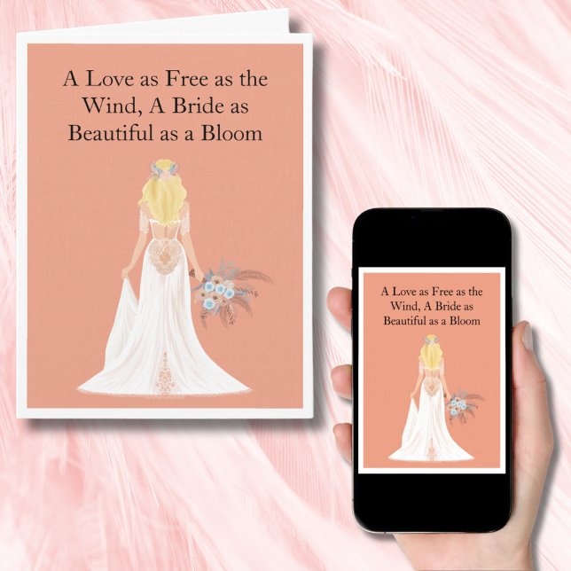 Carte Boho Blonde Bride Réception de Mariage Félicitatio (Créateur téléchargé)