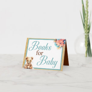 Carte Boho Blue Bear Baby shower Livres pour bébé