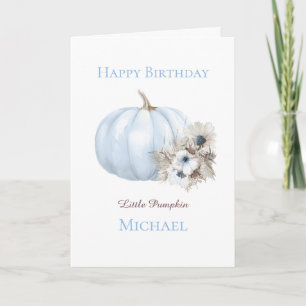 Carte Boho Blue Citrouille 1er Anniversaire
