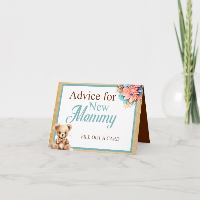 Carte Boho Blue Oear Baby shower Conseils pour maman Tab (Devant)