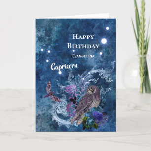 Carte Boho Blue Zodiac Capricorne Constellation Annivers